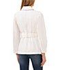 Color:Ultra White - Image 2 - Point Collar Neck Long Sleeve Button Front Belted Denim Jacket