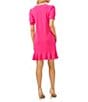 Color:Bright Rose - Image 2 - Clip Dot Short Sleeve Crew Neck Knit Dress