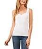 Color:Ultra White - Image 1 - Sweetheart Neck Sleeveless Ribbed Knit Sweater Tank Top