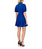 Color:Deep Royal Blue - Image 2 - Ruffle Mock V-Neck Short Puffed Sleeve Tiered Mini Dress