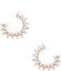 Color:Gold/CZ - Image 1 - CZ Stone & Pearl Delicate Crystal C Small Hoop Earrings