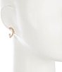 Color:Gold/CZ - Image 2 - CZ Stone & Pearl Delicate Crystal C Small Hoop Earrings