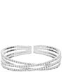 Color:Silver - Image 1 - Crystal Double Crisscross Rhinestone Cuff Bracelet