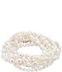 Color:White - Image 1 - Freshwater Pearl Stretch Bracelet Set