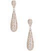 Color:Gold - Image 1 - Pave Domed Metal Crystal Drop Earrings