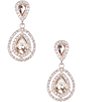 Color:Rose Gold - Image 1 - Pave Double Crystal Tear Drop Earrings