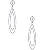 Color:Silver - Image 1 - Pave Metal Crystal Double Drop Earrings