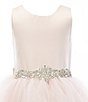 Color:Blush - Image 3 - Big Girls 7-14 Satin/Cascade Mesh Fit-And-Flare Ball Gown