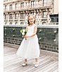 Color:Ivory - Image 6 - Little Girls 2T-6X Embroidered Bodice Mesh Glitter Dress