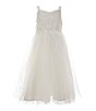 Color:Ivory - Image 1 - Little Girls 2T-6X Embroidered Bodice Mesh Glitter Dress