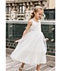 Color:Ivory - Image 4 - Little Girls 2T-6X Embroidered Bodice Mesh Glitter Dress