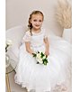 Color:Ivory - Image 6 - Little Girls 2T-6X Illusion Lace/Mesh Ballgown