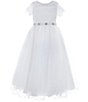 Color:Ivory - Image 1 - Little Girls 2T-6X Illusion Lace/Mesh Ballgown