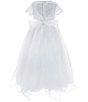 Color:Ivory - Image 2 - Little Girls 2T-6X Illusion Lace/Mesh Ballgown