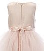 Color:Blush - Image 4 - Little Girls 2T-6X Satin/Cascade Mesh Jeweled Waist Detail Fit-And-Flare Dress