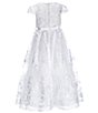 Color:White - Image 2 - Little Girls 4-6X Cap Sleeve Embroidered Lace Tea Dress