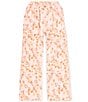 Color:Blush Brown - Image 1 - Big Girls 7-16 Floral Print Smocked Wide Leg Pants