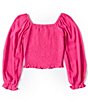 Color:Fuchsia - Image 2 - Big Girls 7-16 Long Sleeve Smocked Top