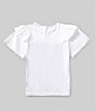 Color:White - Image 2 - Big Girls 7-16 Short Sleeve Crew Neck Eyelet Ruffle T-Shirt