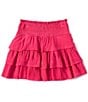 Color:Fuchsia - Image 1 - Big Girls 7-16 Smocked Tiered Ruffle Skirt