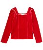 Color:Red Tango - Image 1 - Big Girls 7-16 Velvet Square Neck Top