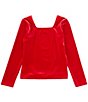 Color:Red Tango - Image 2 - Big Girls 7-16 Velvet Square Neck Top