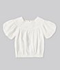 Color:White - Image 1 - Little Girls 2T-6X Short Sleeve Lace Collar Top