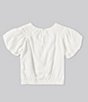 Color:White - Image 2 - Little Girls 2T-6X Short Sleeve Lace Collar Top