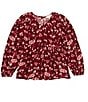 Color:Burgundy Floral - Image 1 - Little Girls 2T-6X Woven Long Sleeve Top
