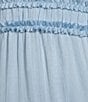 Color:Bright Blue - Image 3 - Margaux Plisse Crinkle V-Neck Long Sleeve A-Line Ruffle Dress