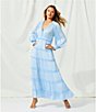 Color:Bright Blue - Image 4 - Margaux Plisse Crinkle V-Neck Long Sleeve A-Line Ruffle Dress