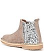 Color:Taupe - Image 3 - Girls' Suede Glitter Chelsea Booties (Infant)