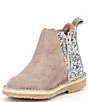 Color:Taupe - Image 4 - Girls' Suede Glitter Chelsea Booties (Infant)