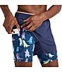 Color:Navy - Image 3 - Solid/Tyrannosaurus Print 5.5#double; Inseam Shorts