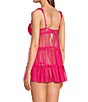 Color:Hot Pink - Image 2 - Padded Cup Tiered Tulle Ruffled Babydoll