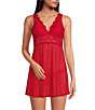 Color:True Red - Image 1 - Soft Padded Cup Mesh and Lace Babydoll
