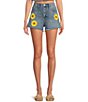 Color:Incline - Image 1 - Circus NY by Sam Edelman High Rise Floral Frayed Hem Denim Shorts