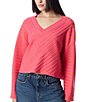 Color:Fuchsia - Image 1 - Circus NY by Sam Edelman V-Neck Textured Rib Cropped Sweater