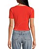 Color:Grenadine - Image 2 - Circus NY by Sam Edelman Kacey Exposed Seam Short Sleeve Crop Top