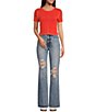 Color:Grenadine - Image 3 - Circus NY by Sam Edelman Kacey Exposed Seam Short Sleeve Crop Top