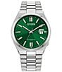 Color:Silver - Image 1 - Men's Automatic Water Resistance 50 Silver Green Watch
