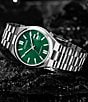 Color:Silver - Image 4 - Men's Automatic Water Resistance 50 Silver Green Watch