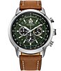 Color:Brown - Image 1 - Men's Avion Chronograph Brown Leather Strap Watch