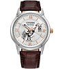 Color:Brown - Image 1 - Men's Disney© Citizen Steamboat Willie 1928 Three Hand Brown Leather Strap Watch