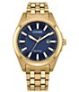 Color:Gold - Image 1 - Men's Peyton Three Hand Gold Stainless Steel Bracelet Watch