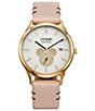 Color:Beige - Image 1 - Unisex Disney Collection Mickey Shadow Two Hand Beige Leather Strap Watch