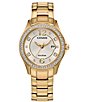 Color:Champagne Gold - Image 1 - Women's Crystal Three Hand Champagne Gold Stainless Steel Bracelet Watch