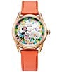 Color:Pink - Image 1 - Women's Disney Collection Gardening Minnie Three Hand Pink Leather Strap Watch