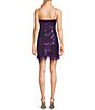 Color:Purple - Image 2 - Glitter Sequin Feather Trim Hem Mini Dress