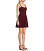 Color:Deep Wine - Image 3 - Lace Illusion Back Fit-And-Flare Lace Back Mini Dress